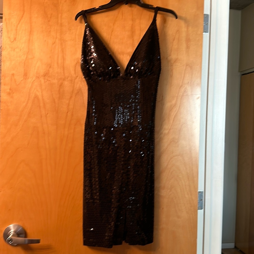 Black sequined Marc Bouwer cocktail dress size 4